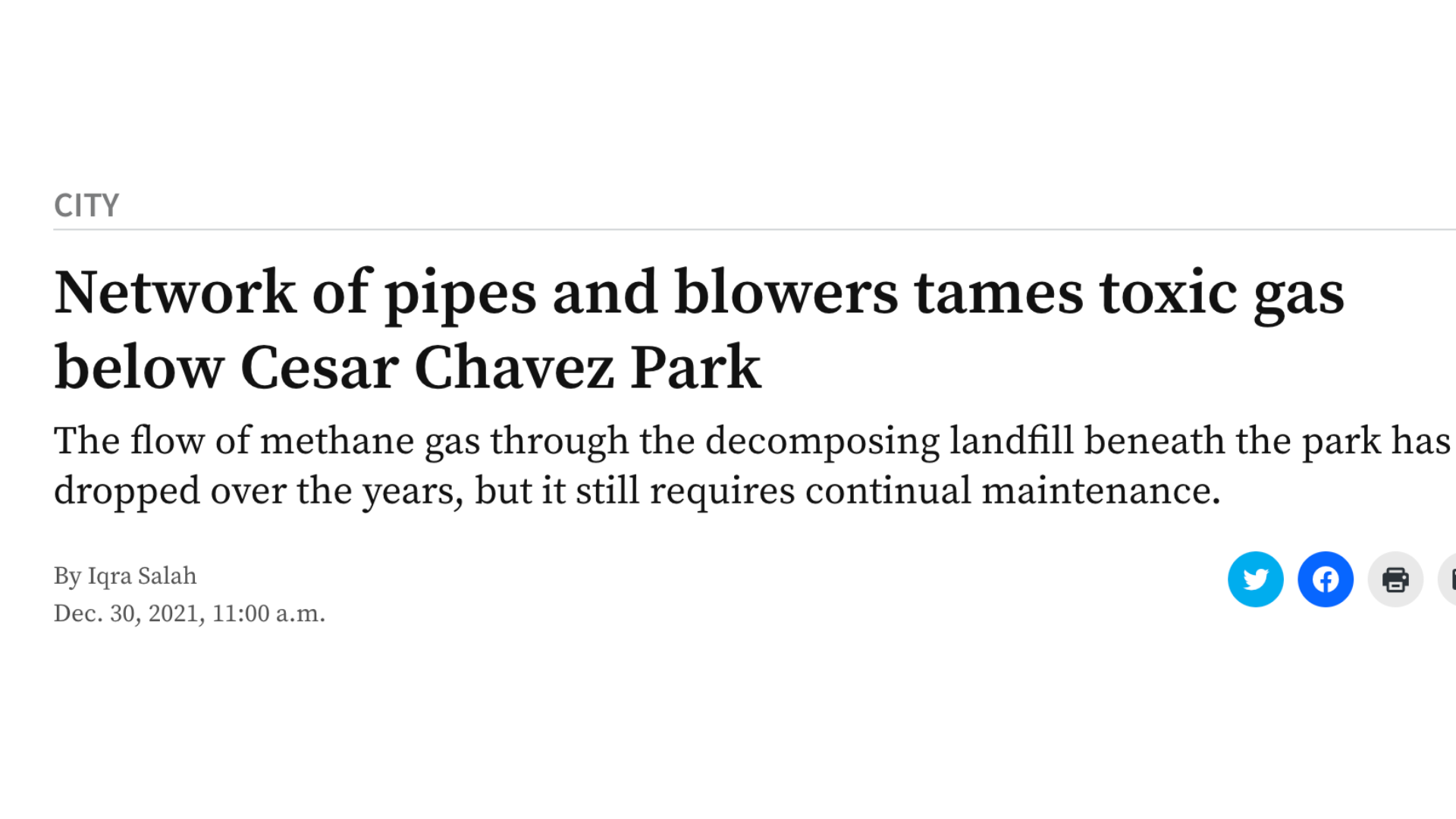 Network of pipes and blowers tames toxic gas below Cesar Chavez Park